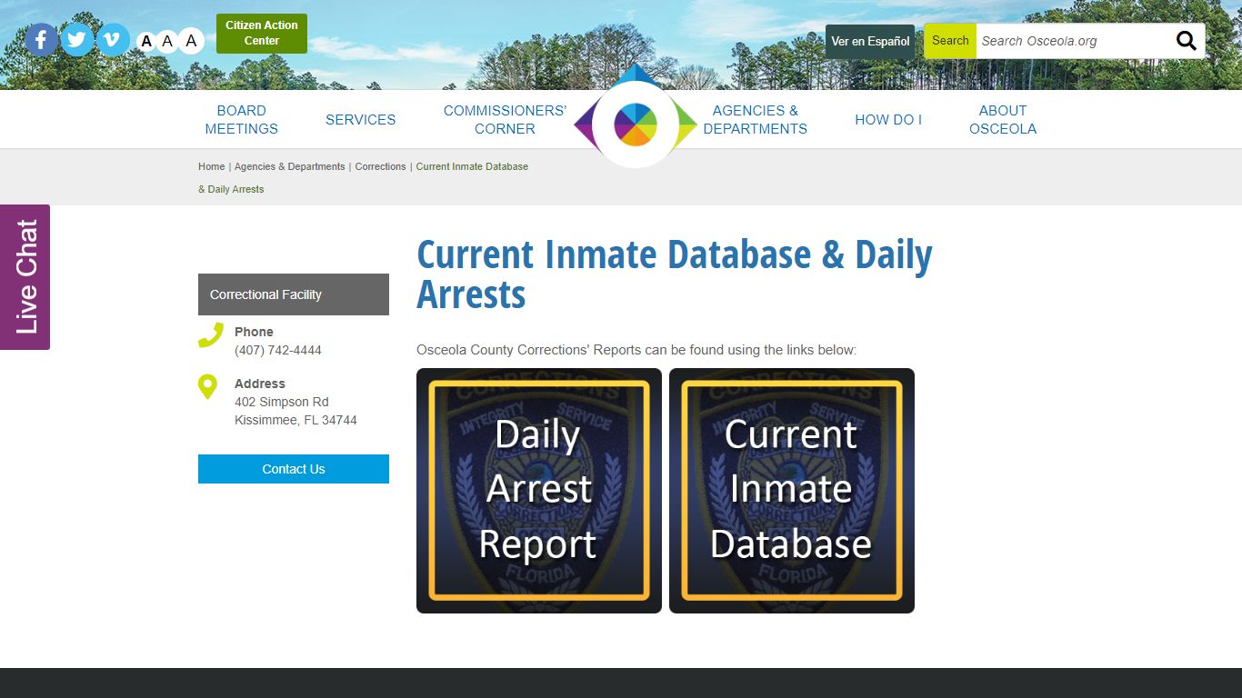 Current Inmate Database & Daily Arrests - Osceola County, Florida